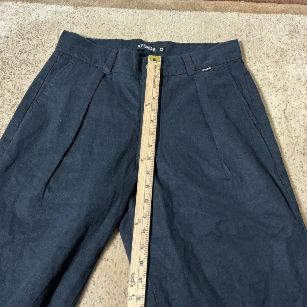 Afends Sustainable Minimalist Suit Pants Mens Sz 32 Black Hemp Organic Cotton